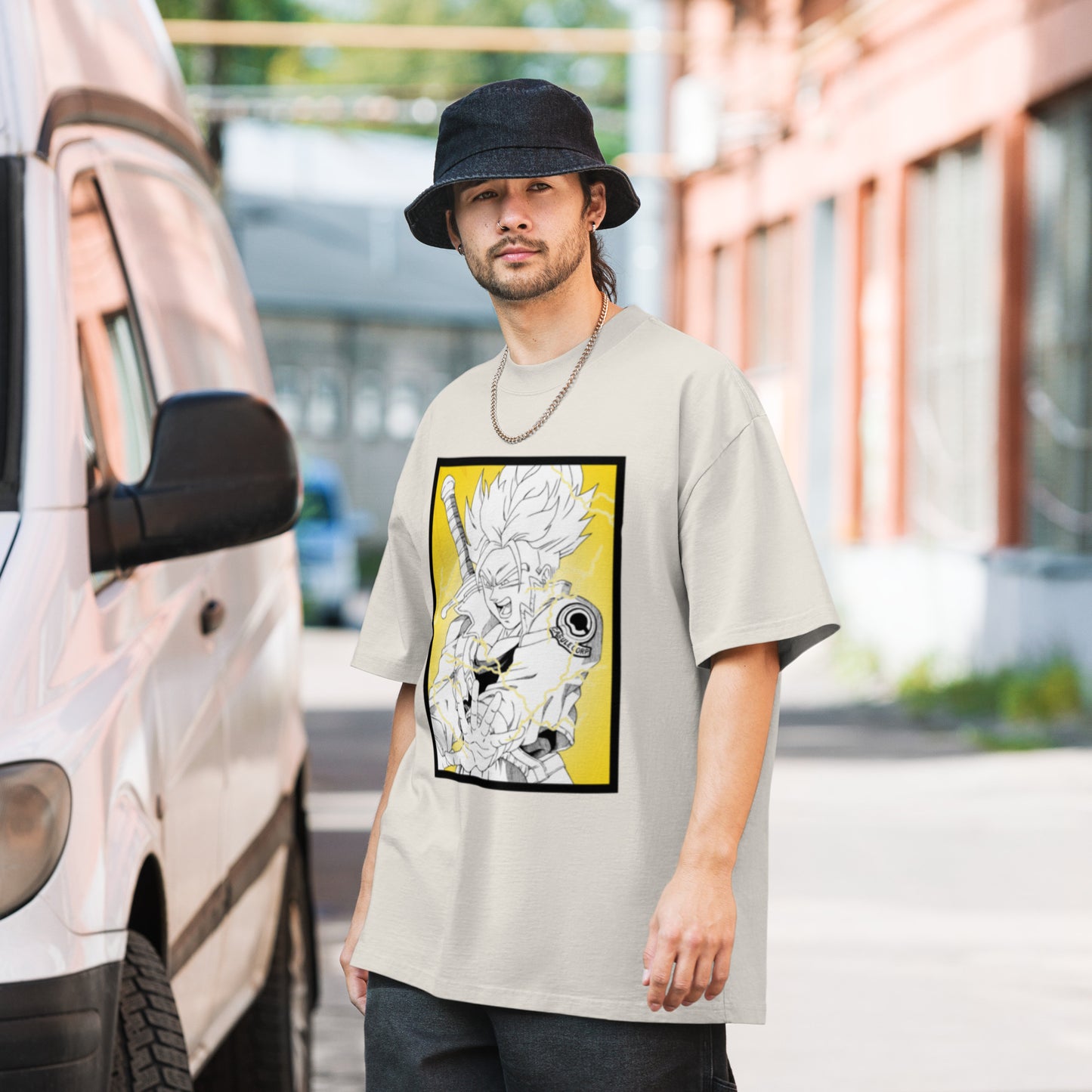Burning Attack Oversized Faded Men's T-Shirt